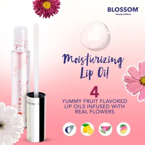 New Blossom Scented Moisturizing and Hydrating Shimmer Sparkle Lip Oil, Infused with Real Flowers, 3g, Watermelon