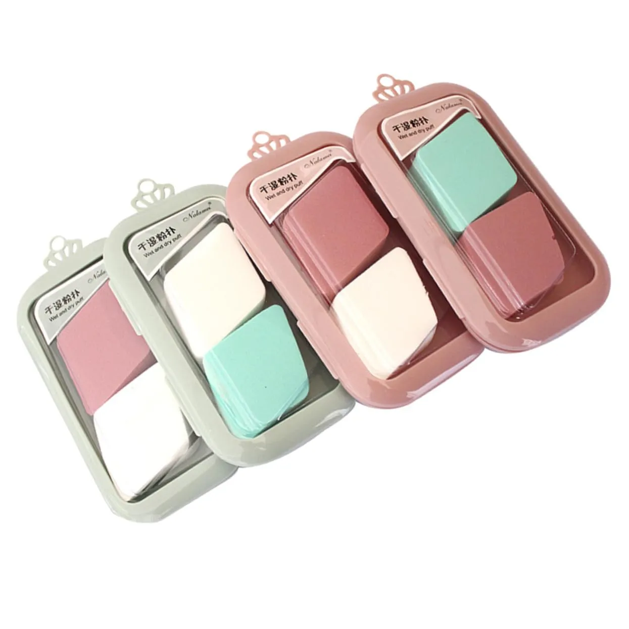 NOLITOY 8Pcs Soft and Comfortable Makeup Removal Facial Cleaning Versatile Wet and Dry Powder Puff for Loose Powder and Foundation Colors Box