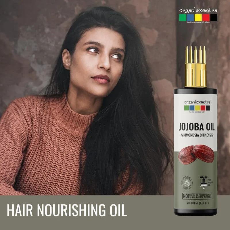 Organix Mantra Jojoba Oil for Hair Growth, Moisturizing Skin, Makeup Primer & Nails 100% Pure, Natural & Cold Pressed Oil Organic, 120ML