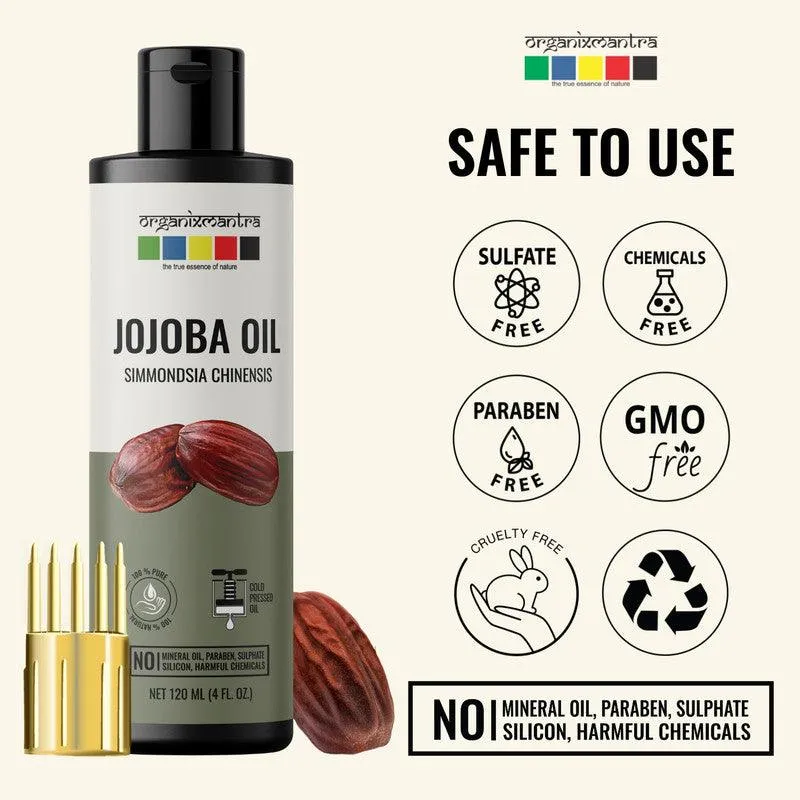 Organix Mantra Jojoba Oil for Hair Growth, Moisturizing Skin, Makeup Primer & Nails 100% Pure, Natural & Cold Pressed Oil Organic, 120ML