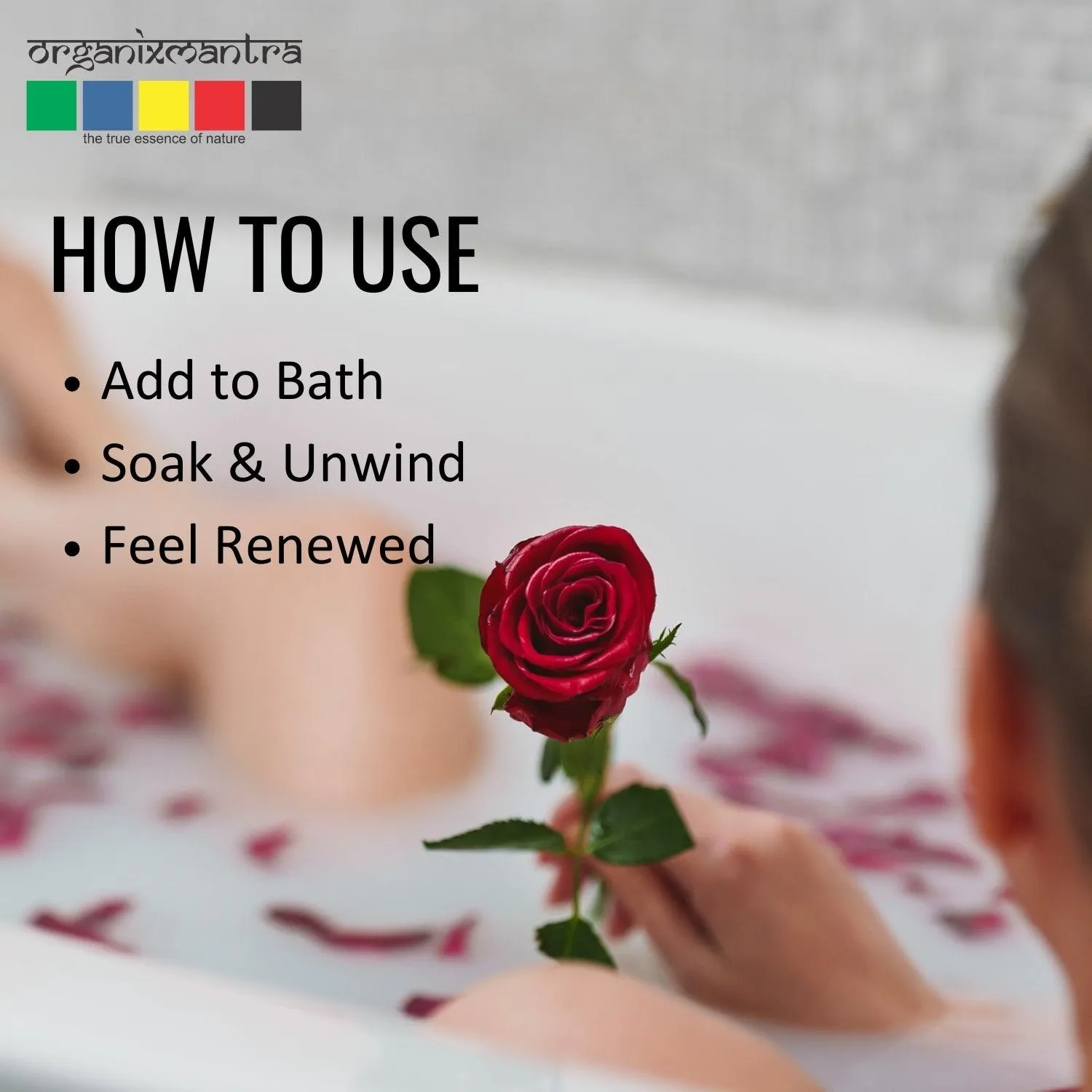 Organix Mantra Kannauj Rose Serenity Bath Salt - Soothing Epsom Blend with Natural Rose Petals and Rose Oil for Relaxing Spa Experience|  Hydrating Skin Soak - 600G
