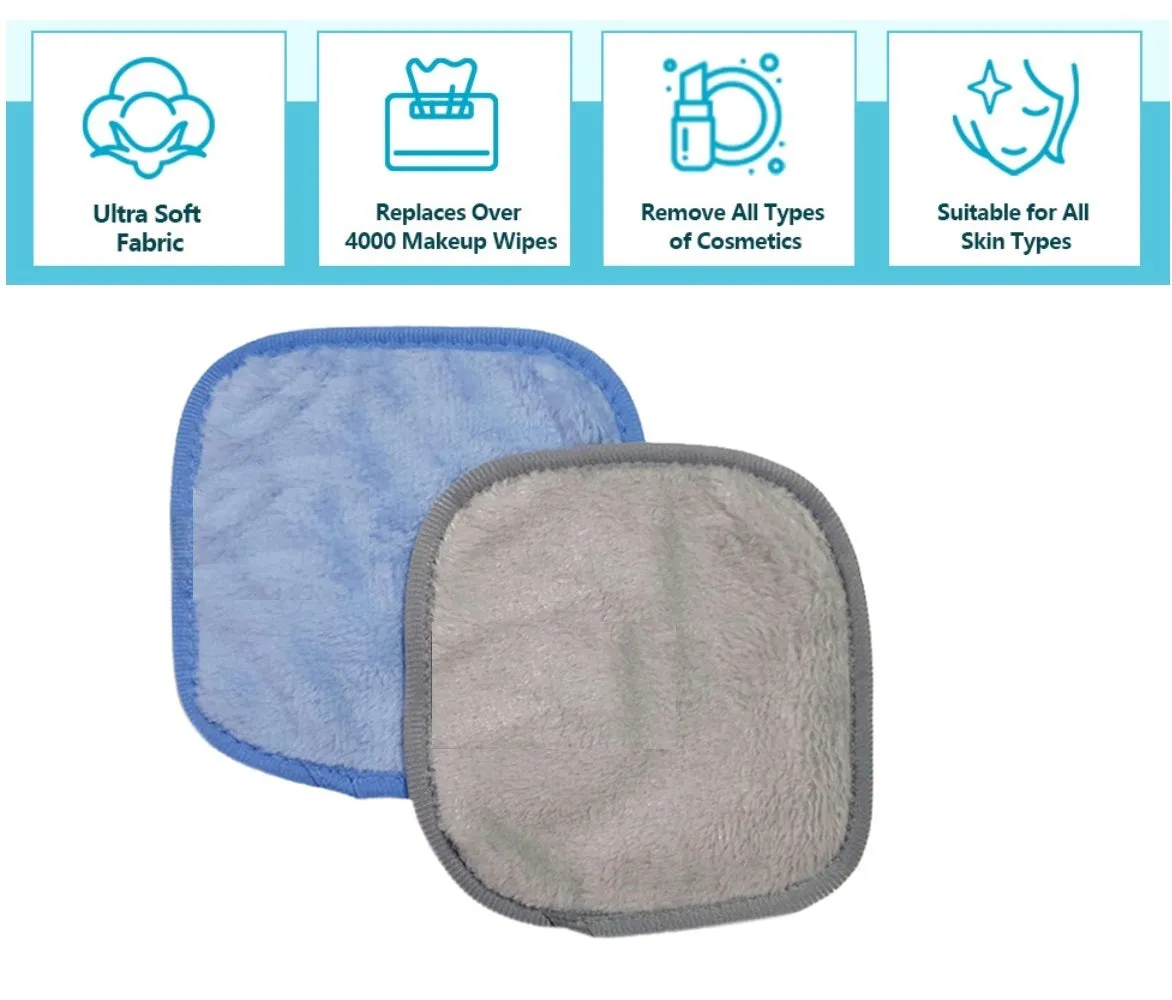 Pack Of 4 - Makeup Remover Cloth Soft Microfiber Reusable Facial Cleansing Towel-  Purple