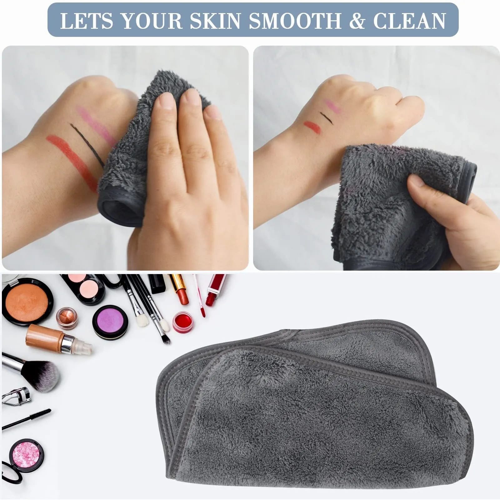Pack Of 4 - Makeup Remover Cloth Soft Microfiber Reusable Facial Cleansing Towel-  Purple