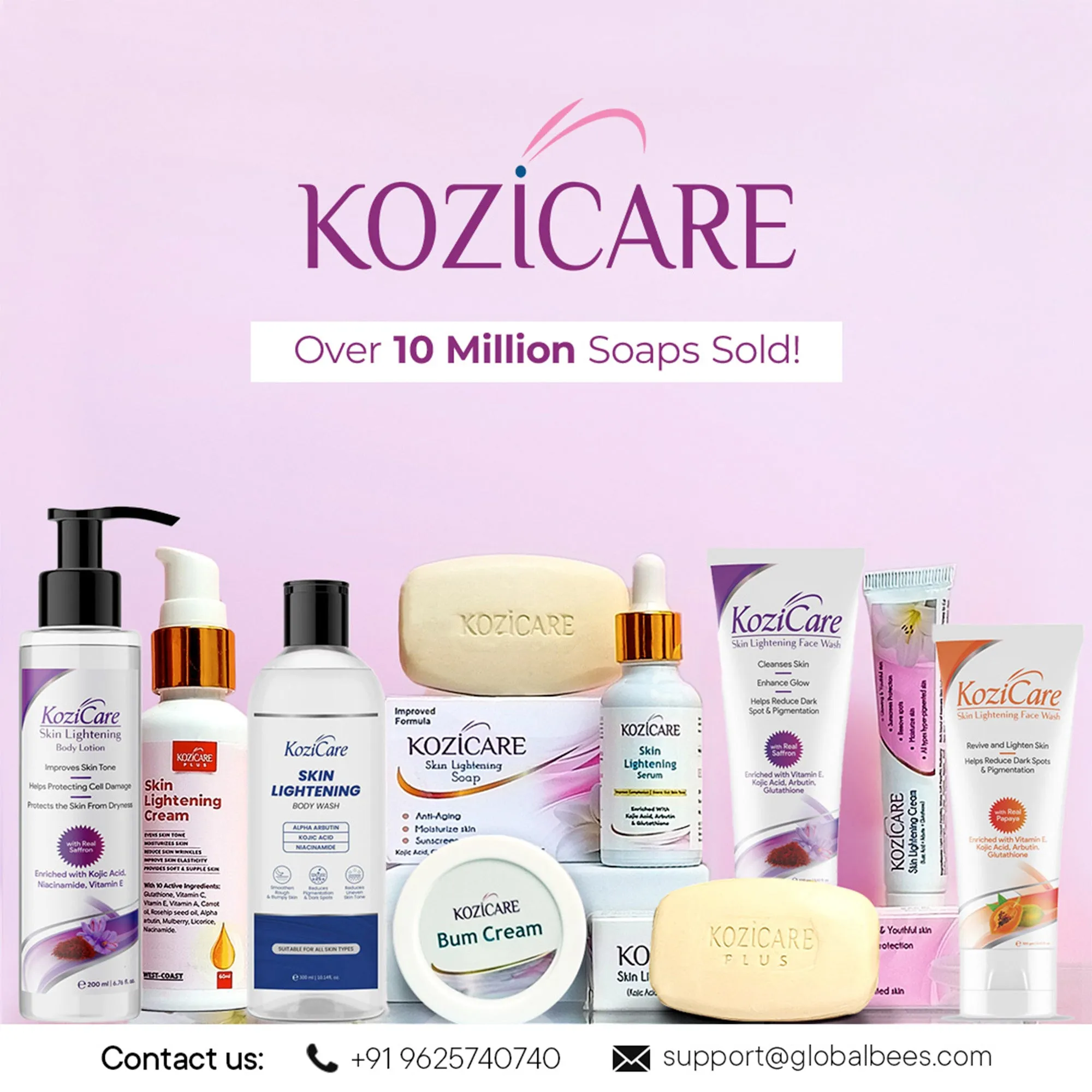 Pack of 6: Kojic Acid & Glutathione Soap Bars - Skin Whitening | Non-Melting Formula | For Daily Use | Unisex Scent