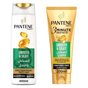 Pantene Shampoo Pro-V Smooth & Silky 400ml   3 Minute Miracle Conditioner 200ml