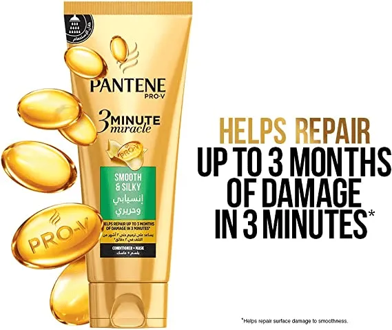 Pantene Shampoo Pro-V Smooth & Silky 400ml   3 Minute Miracle Conditioner 200ml