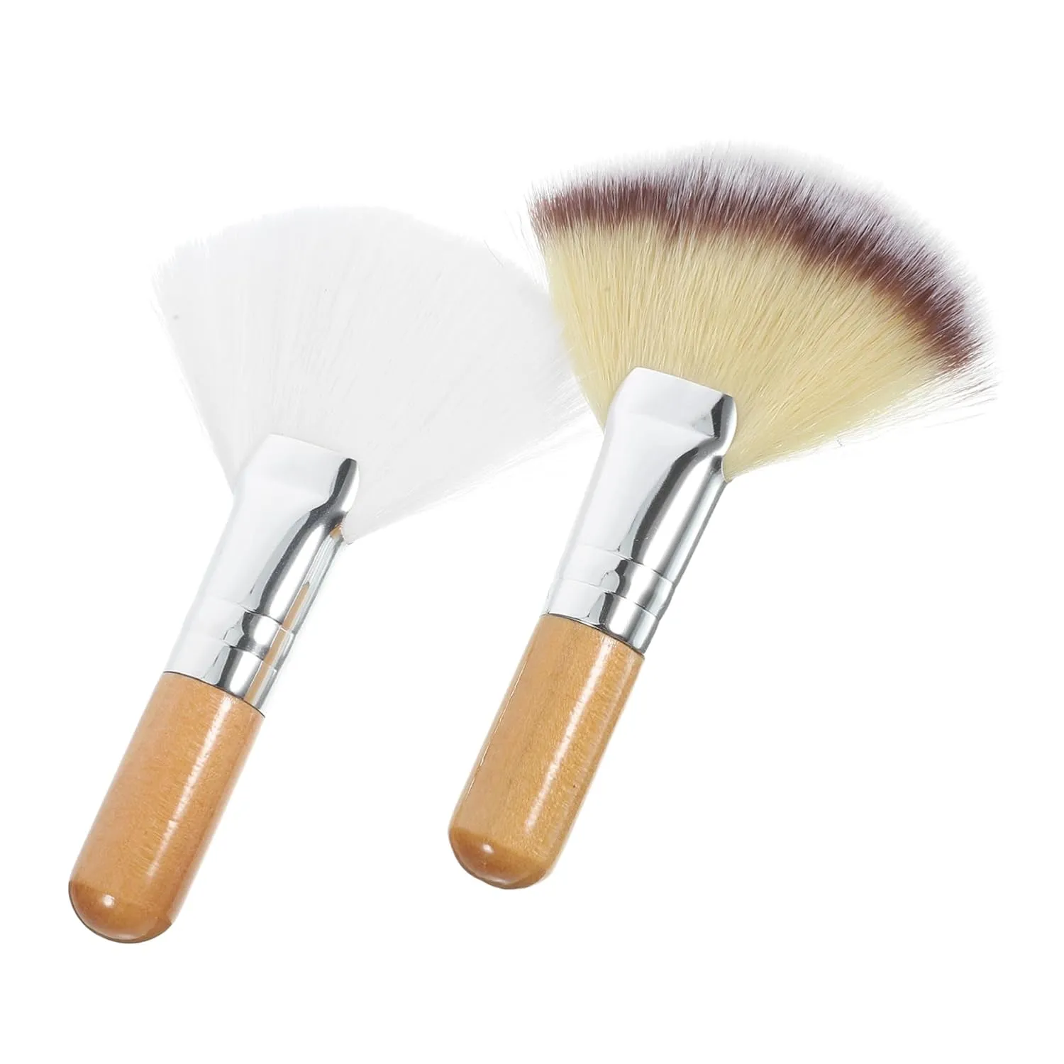 PartyKindom Dual-ended Fan Makeup Brush Set Makeup Brush and Sponge Cleaner for Loose Powder Blush Highlighting Setting Powder