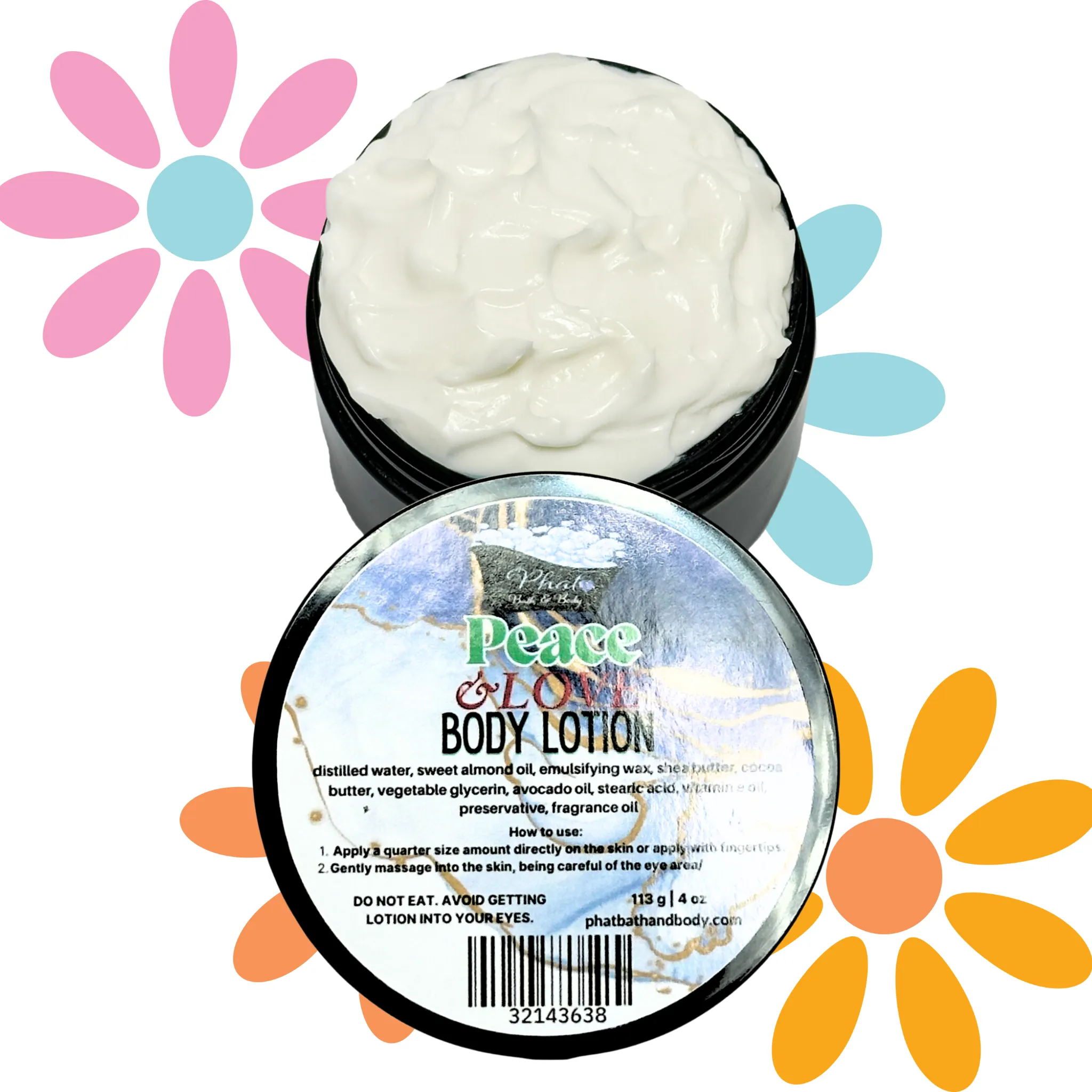 Peace and Love Organic Moisturizing Body Lotion Patchouli Shea Cocoa Butter 4 oz
