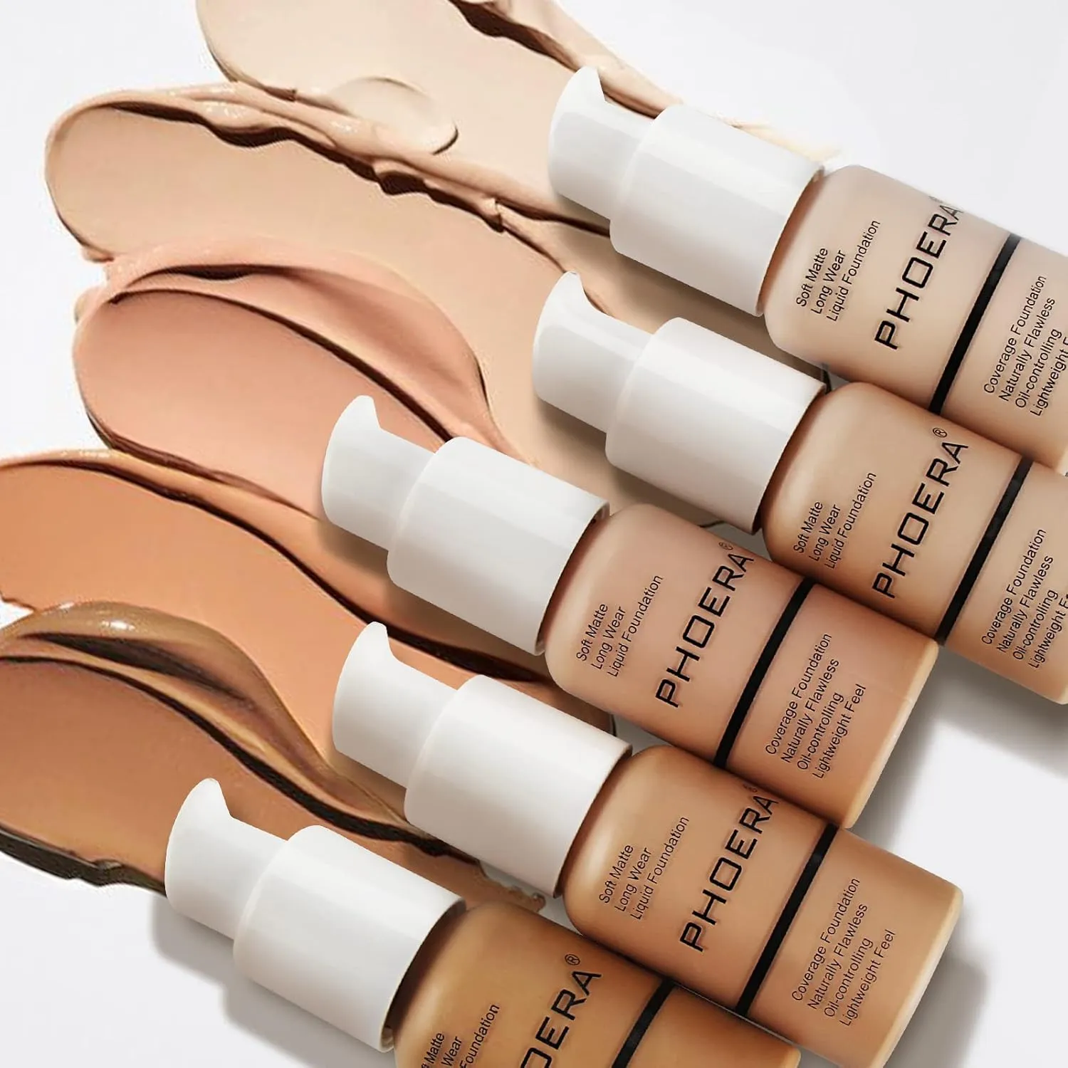 PHOERA Foundation Makeup, Flawless Soft Matte Oil Control Liquid Foundation, Full Coverage Mattle Oil-Control Concealer for Older Women, Great Choice For Gift (#102 Nude)