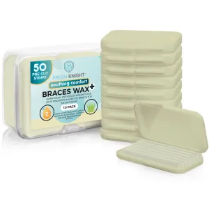 Premium Aloe   Vitamin E Braces Wax Pre-cut strips - 10 pack with FREE storage case.