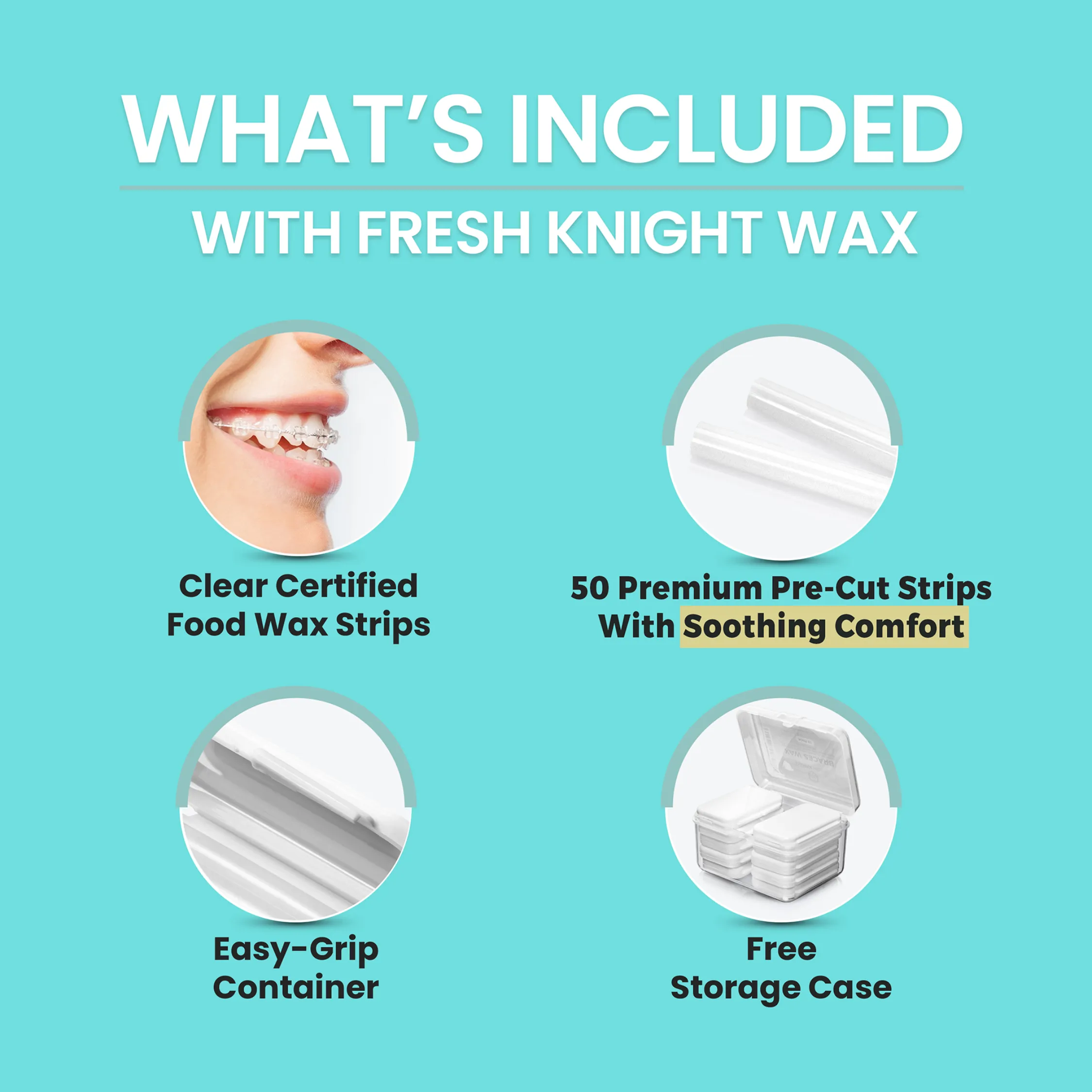 Premium Aloe   Vitamin E Braces Wax Pre-cut strips - 10 pack with FREE storage case.