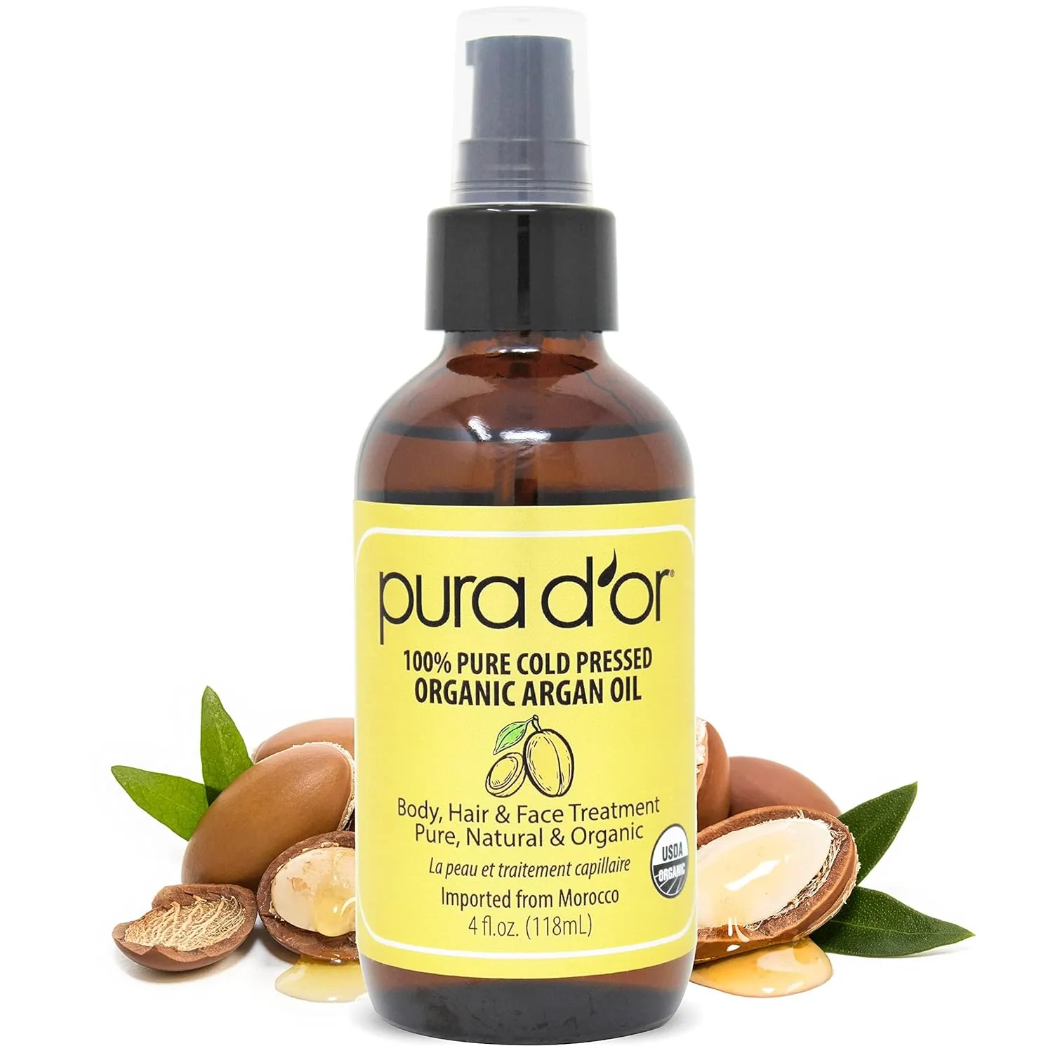 PURA D'OR 4 Oz ORGANIC Moroccan Argan Oil
