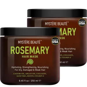 "MYSTRE BEAUT Hair Mask Conditioner - Nourishing and Hydrating, Rosemary & Keratin Synergy, Deep for Dry Damaged, Total Care Solution, All Hair Types, Made in USA, 1 Jar 8.45 fl oz"