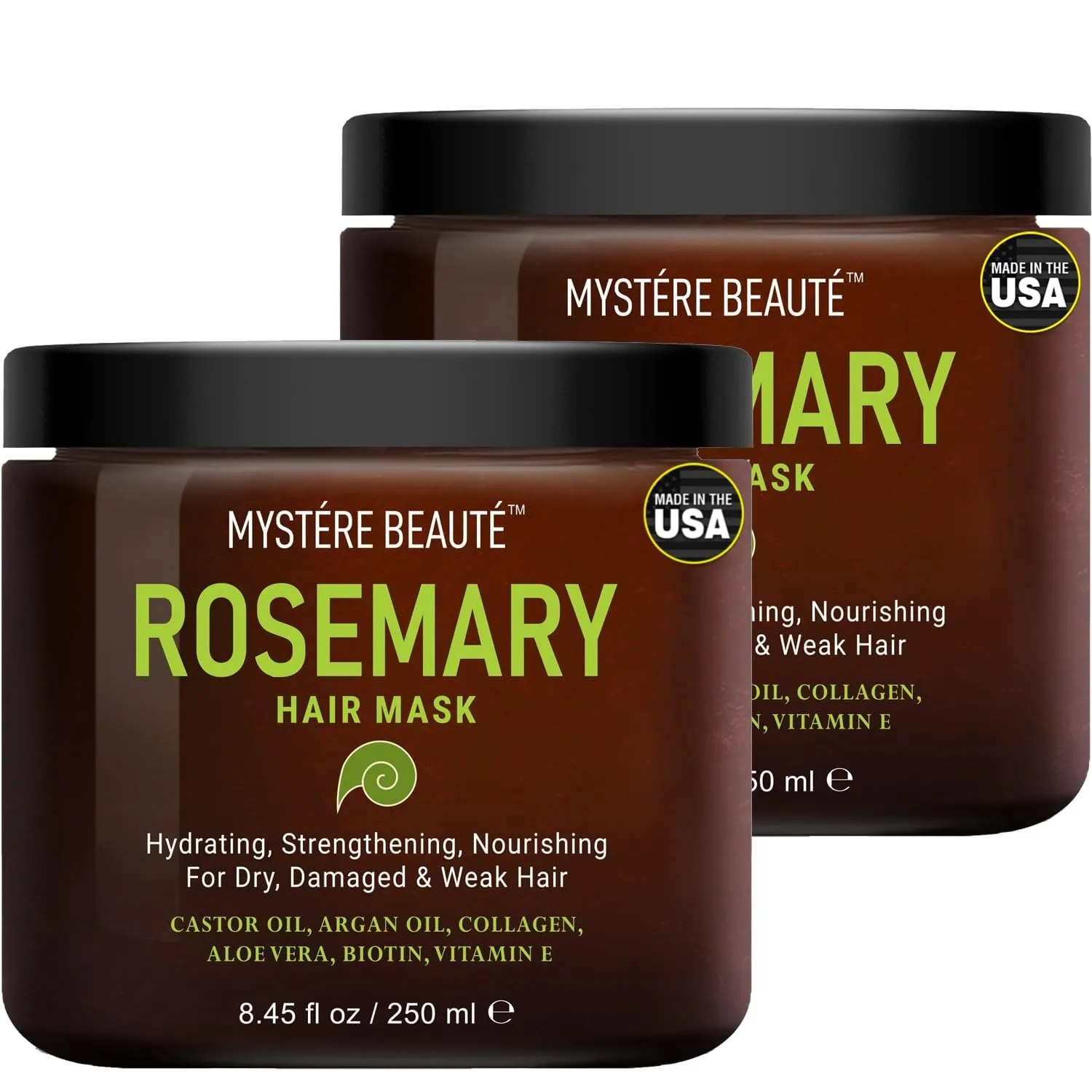 "MYSTRE BEAUT Hair Mask Conditioner - Nourishing and Hydrating, Rosemary & Keratin Synergy, Deep for Dry Damaged, Total Care Solution, All Hair Types, Made in USA, 1 Jar 8.45 fl oz"