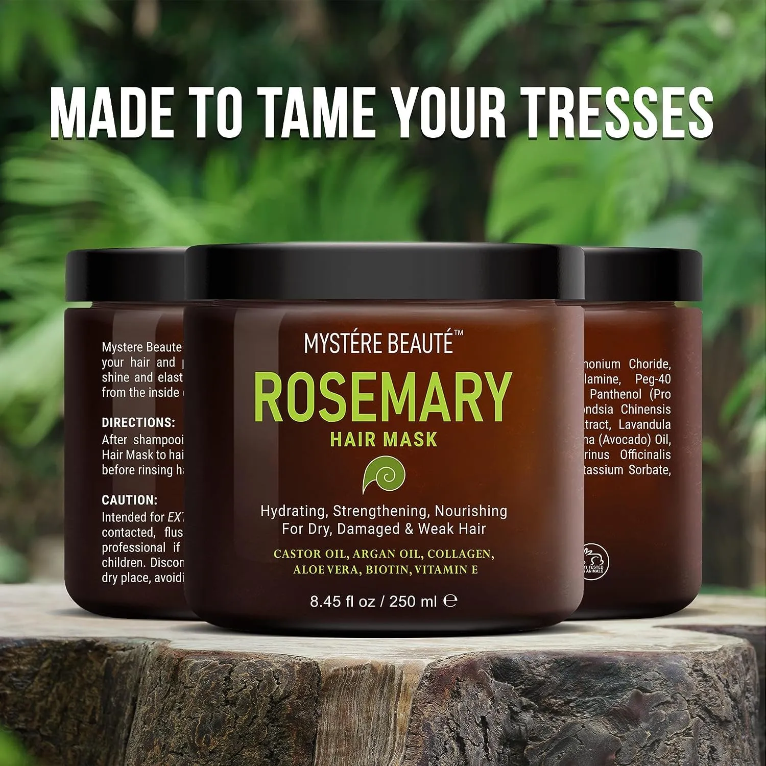 "MYSTRE BEAUT Hair Mask Conditioner - Nourishing and Hydrating, Rosemary & Keratin Synergy, Deep for Dry Damaged, Total Care Solution, All Hair Types, Made in USA, 1 Jar 8.45 fl oz"