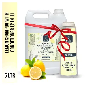 Rubz Lemon Anti-Dandruff Shampoo with Conditioner (2 in 1) | With the Goodness of Lemon & Ginger Extracts | For Itchy & Flaky Scalp | For Women & Men | Best for Spa, Salon, Hotel, Family | 5 Litre