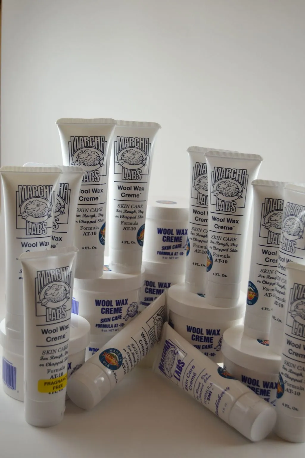 Six 9 ounce jars, 12 squeeze tubes Wool Wax Creme