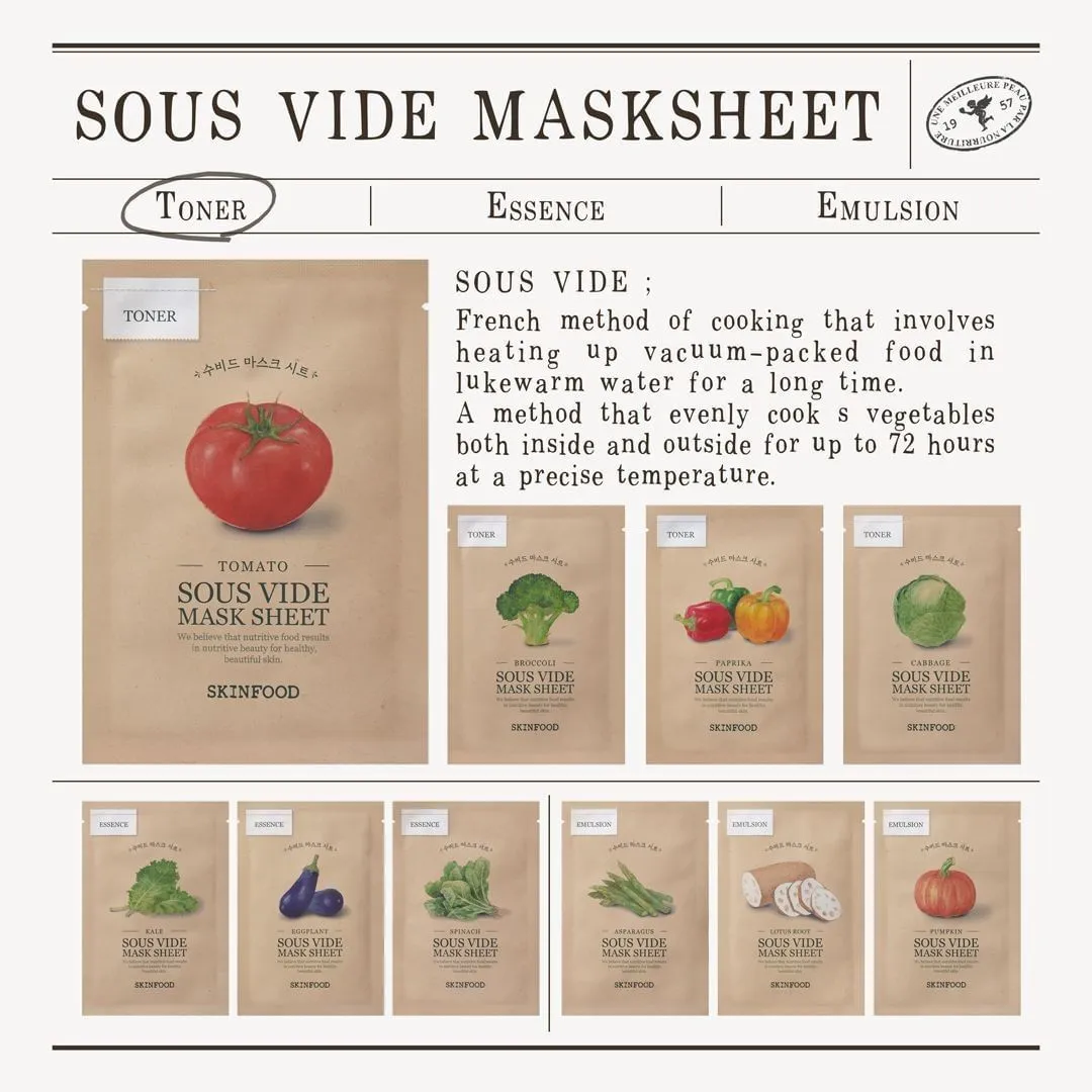SKINFOOD Sous Vide Mask Sheet الماسكات الورقية للوجه