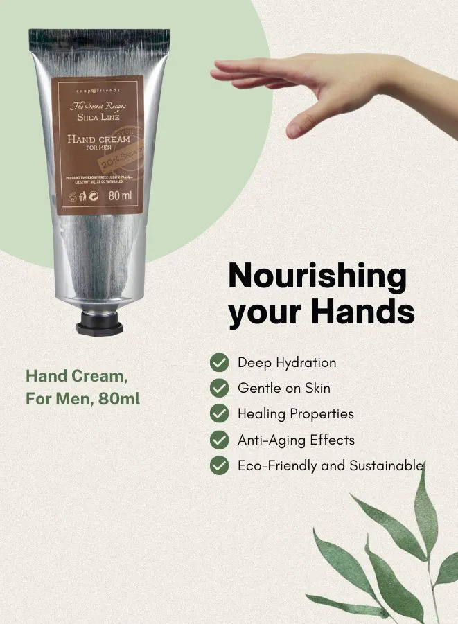 Soap&Friends Gentle Hand Cream 20% Shea Butter for Men - Masculine Care, 80 ml