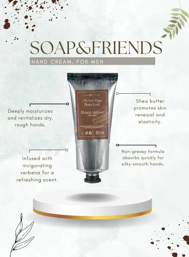 Soap&Friends Gentle Hand Cream 20% Shea Butter for Men - Masculine Care, 80 ml