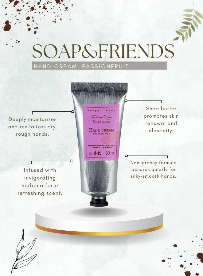 Soap&Friends Tropical Hand Cream 20% Shea Butter Passionfruit - Intense Hydration, 80 ml