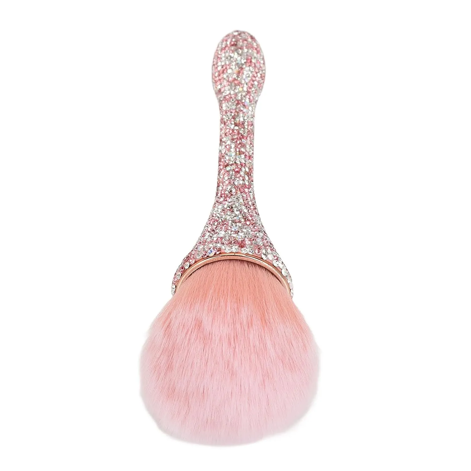Soft Nylon Nail Dust Cleansing Brush with Comfortable Grip | Prevents Deformation | Loose Powder Brush for Salon & Makeup Use | White (Pink)