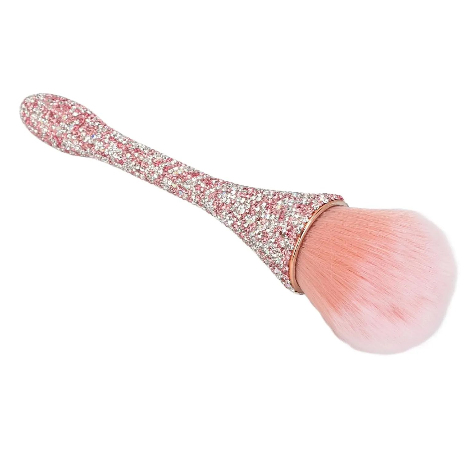 Soft Nylon Nail Dust Cleansing Brush with Comfortable Grip | Prevents Deformation | Loose Powder Brush for Salon & Makeup Use | White (Pink)