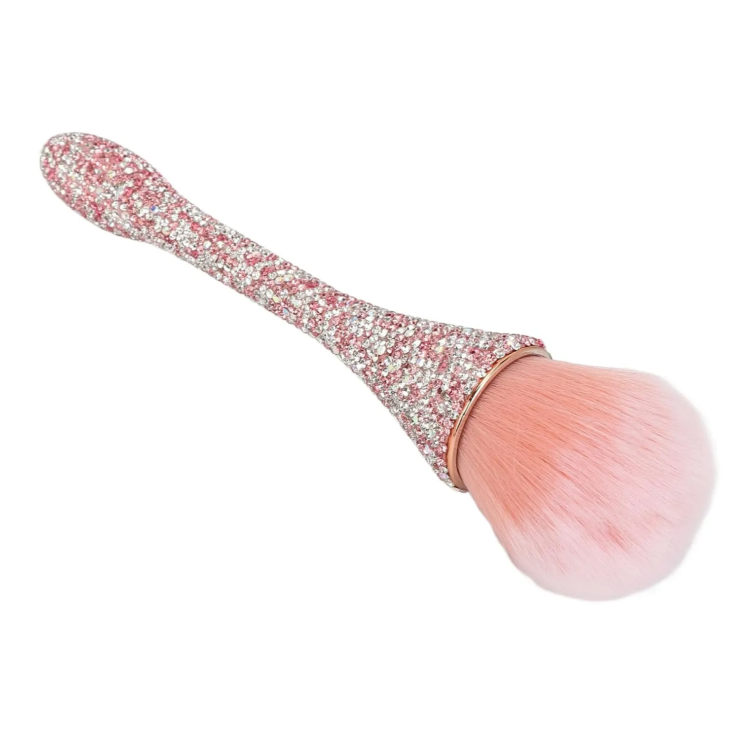 Soft Nylon Nail Dust Cleansing Brush with Comfortable Grip | Prevents Deformation | Loose Powder Brush for Salon & Makeup Use | White (Pink)