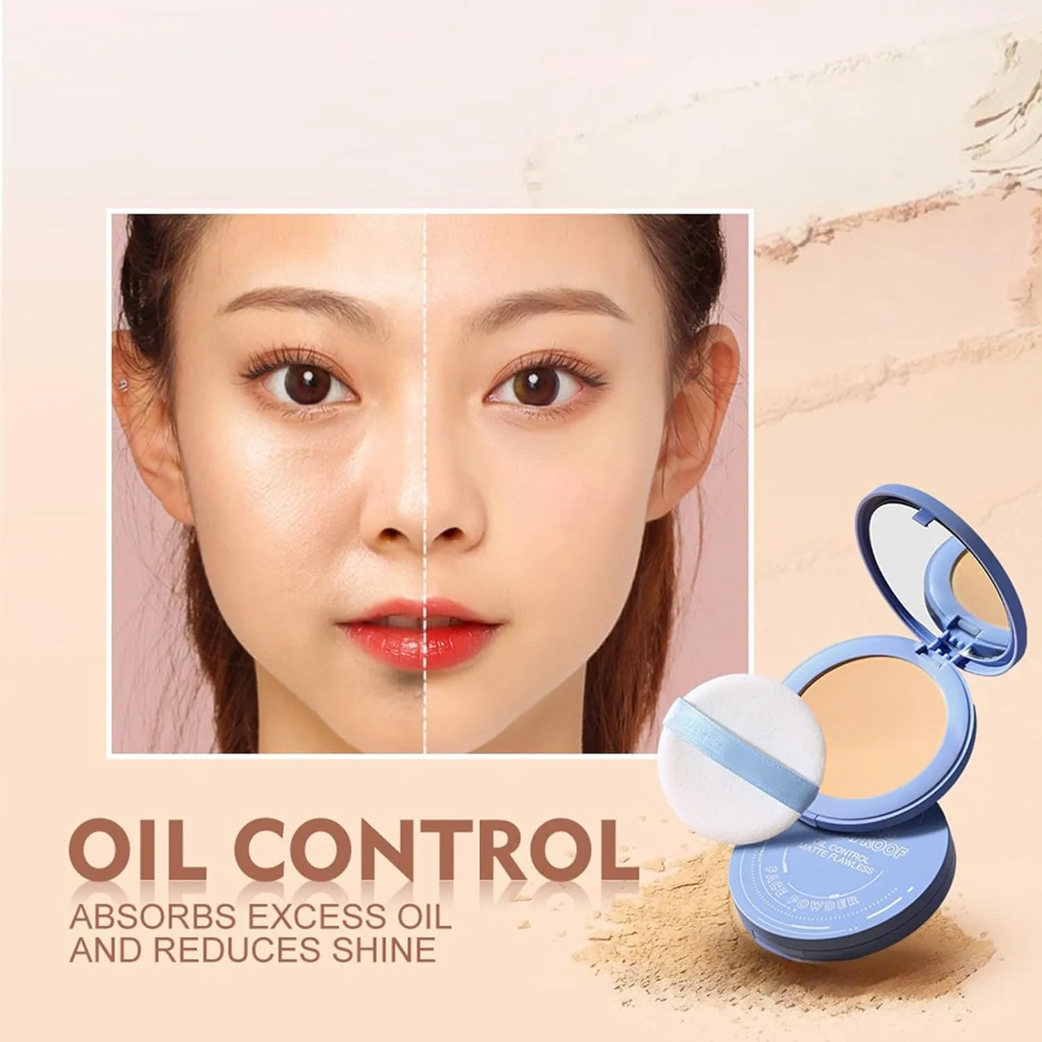 Summer Oil Control Matte Perfections Pressed Powder, Oil Control Face Powder, Waterproof Setting Powder Makeup, Waterproof Long Lasting Finishing Powder (02#-Natural beige)