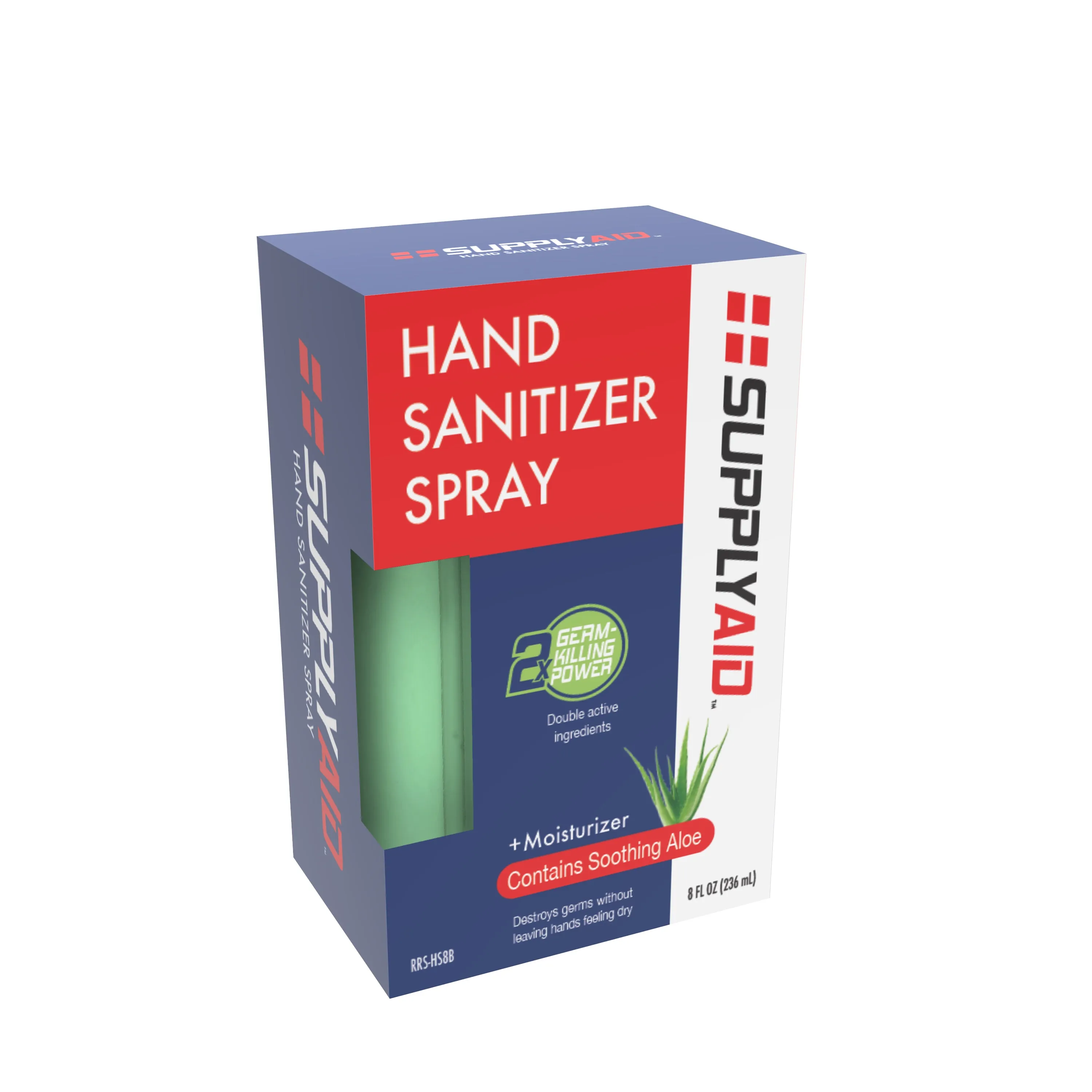 SupplyAID RRS-HS8B Dual Action Hand Sanitizer Spray w/ Soothing Aloe | 8 Oz