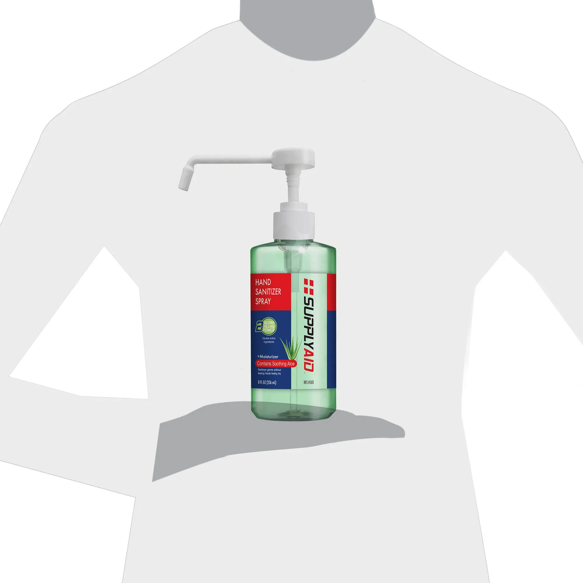 SupplyAID RRS-HS8B Dual Action Hand Sanitizer Spray w/ Soothing Aloe | 8 Oz