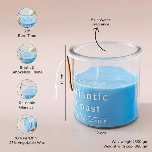 UMAI Scented Candles (33 Hrs Burn Time) Blue Water Scented Candles for Gift | Scented Candles for Home Decor | Scented Candles for Bedroom Bathroom | Home Decor Items | Aroma Candle