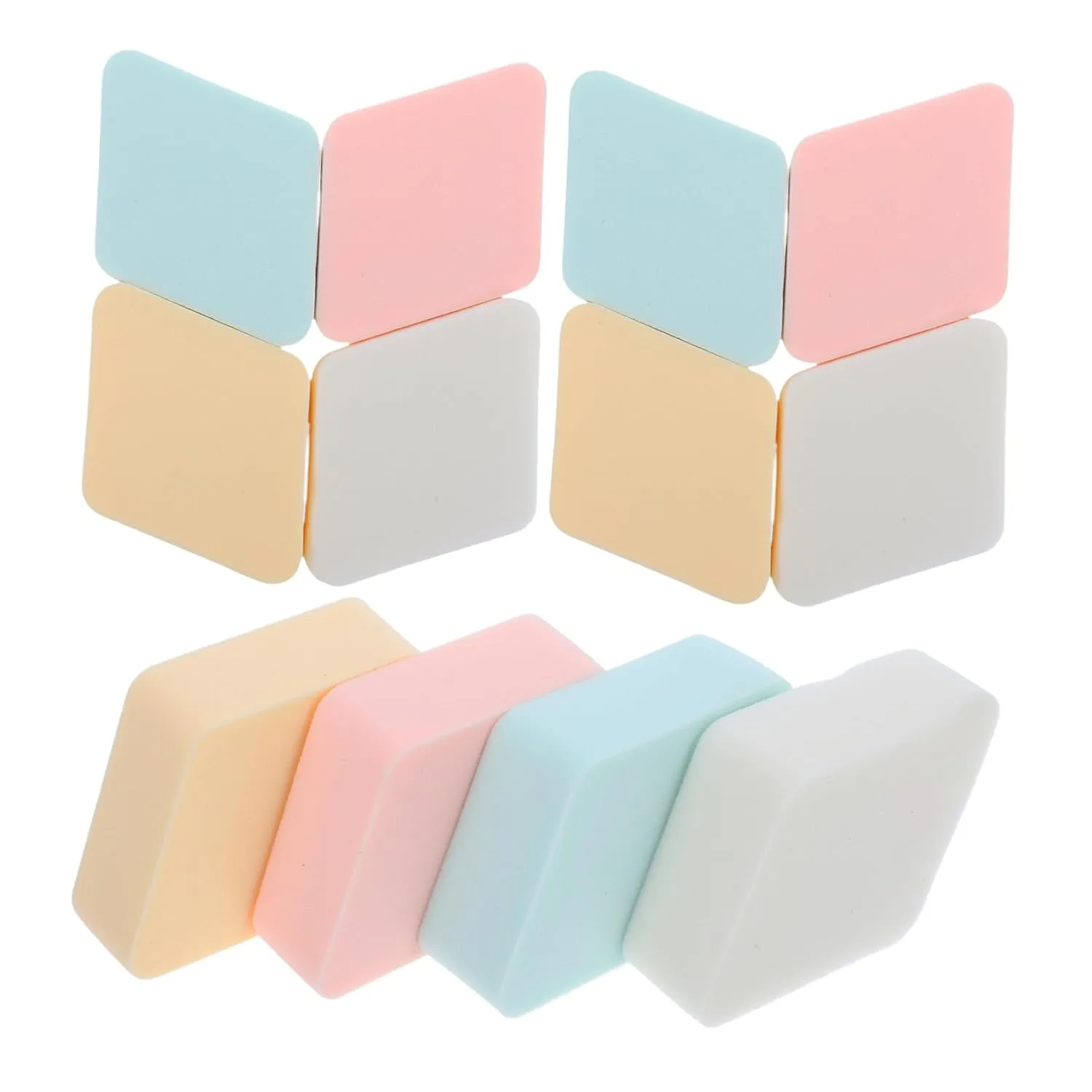 Vaguelly 12 Pcs Rhombus Shaped Makeup Applicators Portable Facial Powder for Foundation Blush Tools Skin