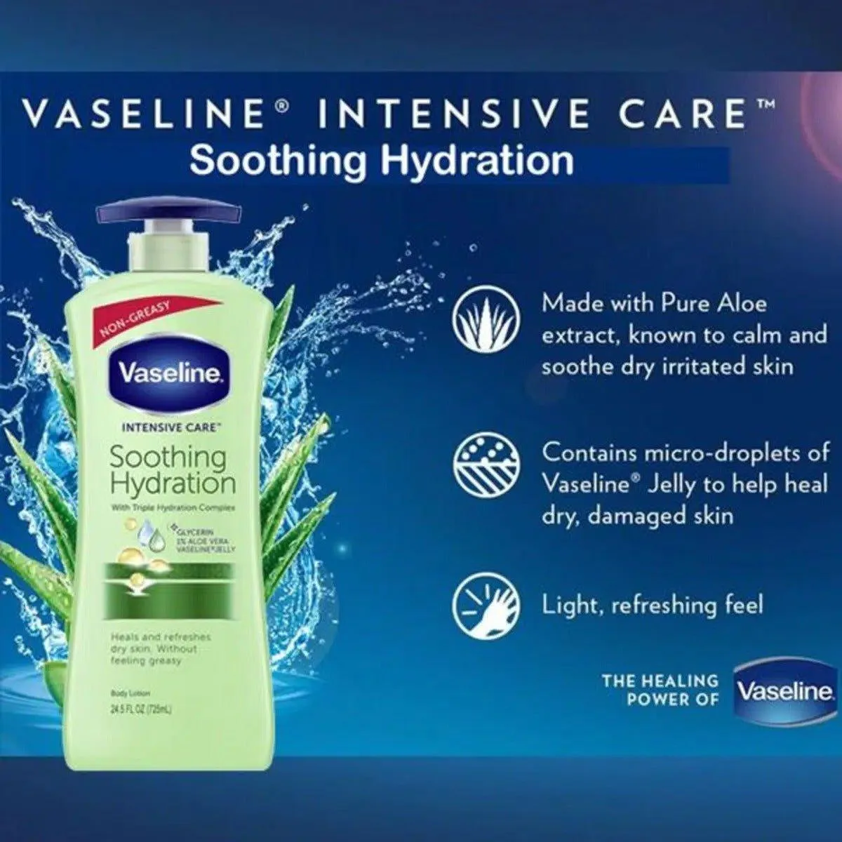Vaseline Intensive Care Soothing Hydration Body Lotion (Green - 725ml)