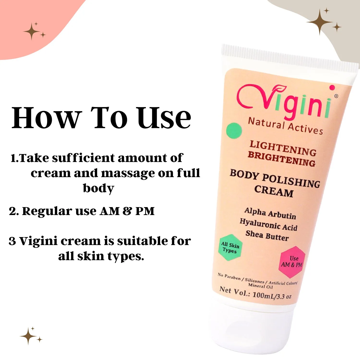 Vigini Skin Lightening Whitening Fairness Body Polishing Cream 100g