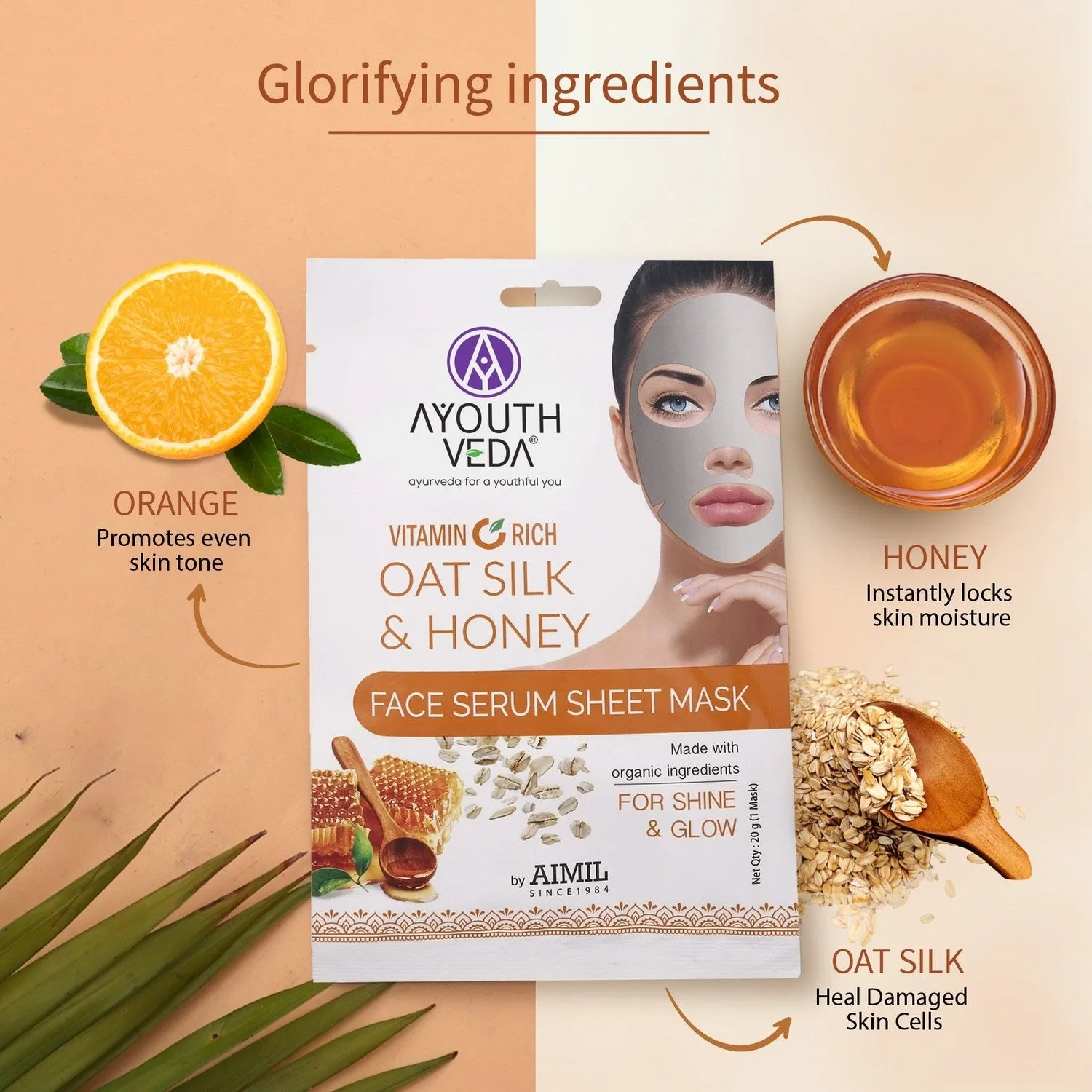 Vitamin C Rich Oat Silk & Honey Face Serum Sheet Mask 20g