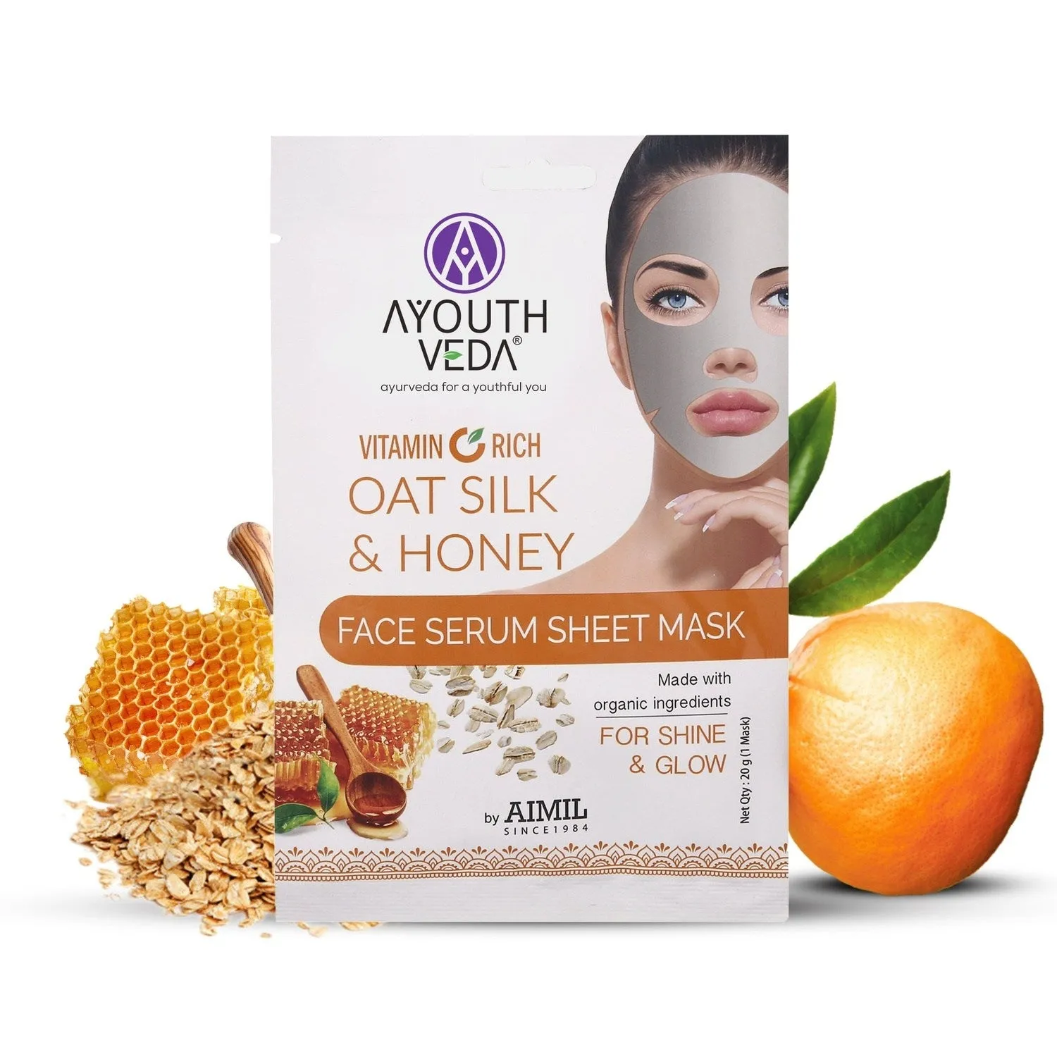 Vitamin C Rich Oat Silk & Honey Face Serum Sheet Mask 20g